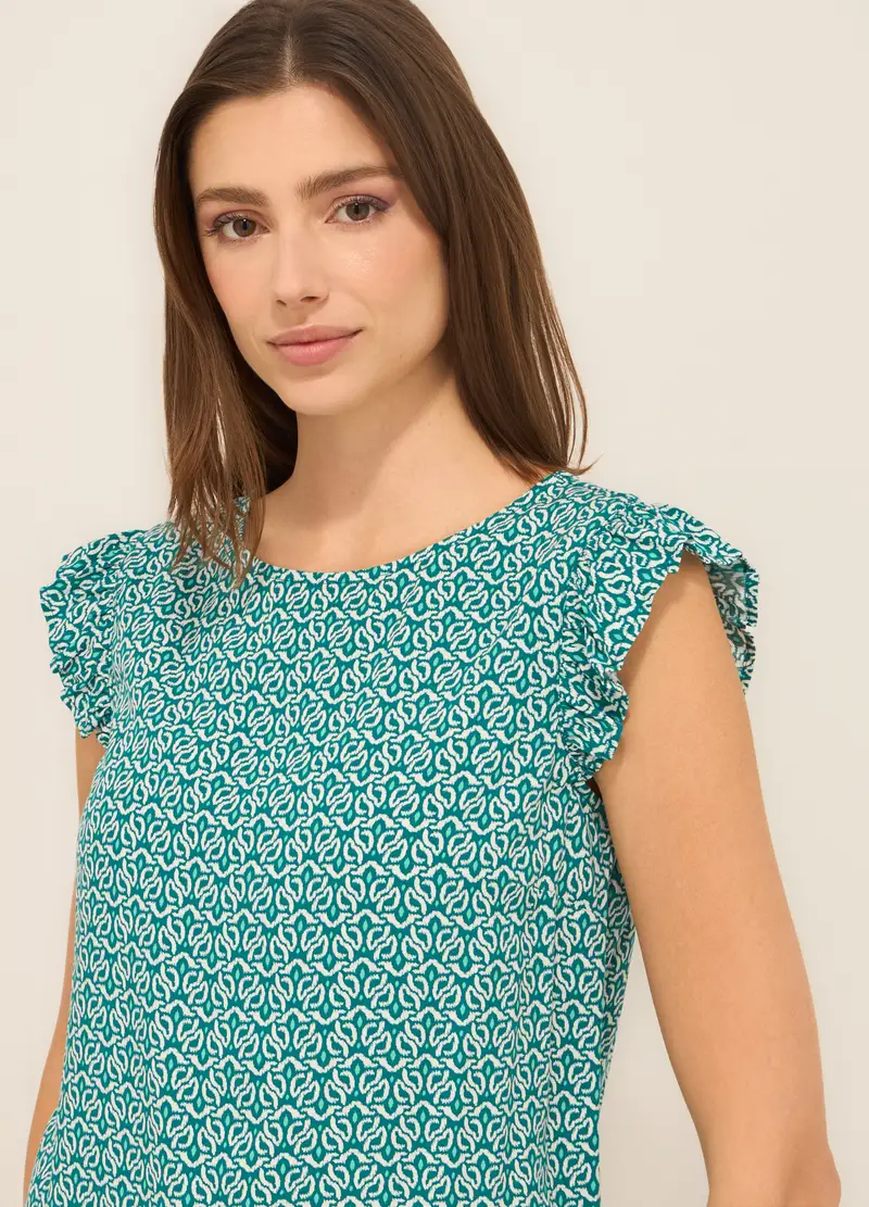 Upim, Blusa In Pura Viscosa Con Stampa Donna, Verde menta, Taglia: S miniatura 2
