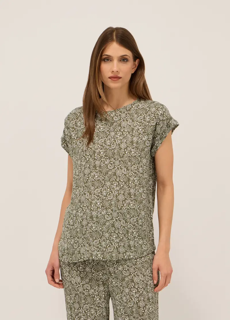 Upim, Blusa In Pura Viscosa Con Stampa Donna, Verde salvia, Taglia: M