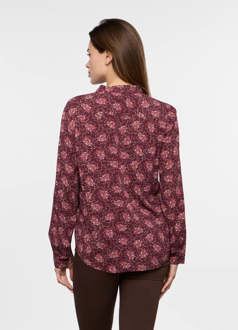 Blusa In Pura Viscosa Crepe Donna, Rosso burgundy miniatura 2