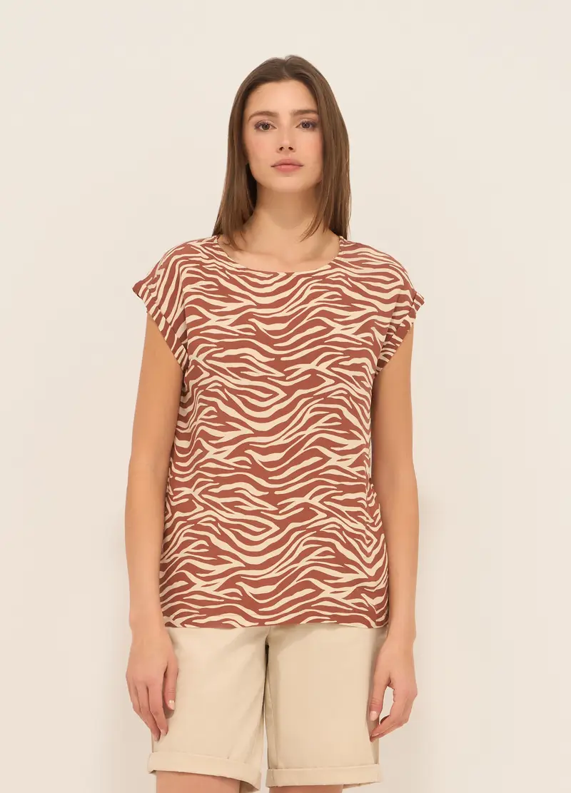 Blusa In Pura Viscosa Donna, Beige chiaro