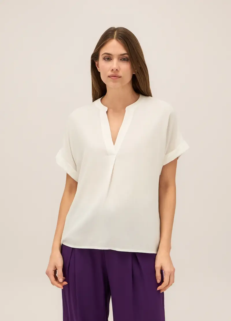 Upim, Blusa In Pura Viscosa Donna, Bianco gesso, Taglia: 40