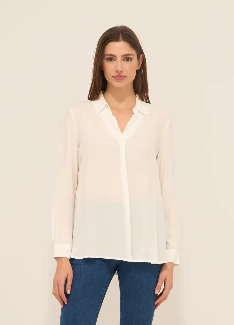 Upim, Blusa In Pura Viscosa Donna, Bianco gesso, Taglia: M