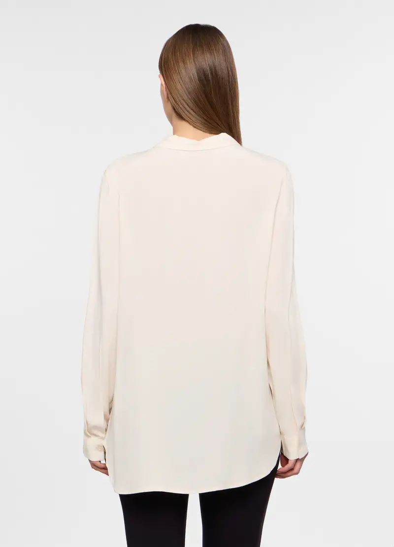 Blusa In Pura Viscosa Donna, Bianco panna miniatura 2