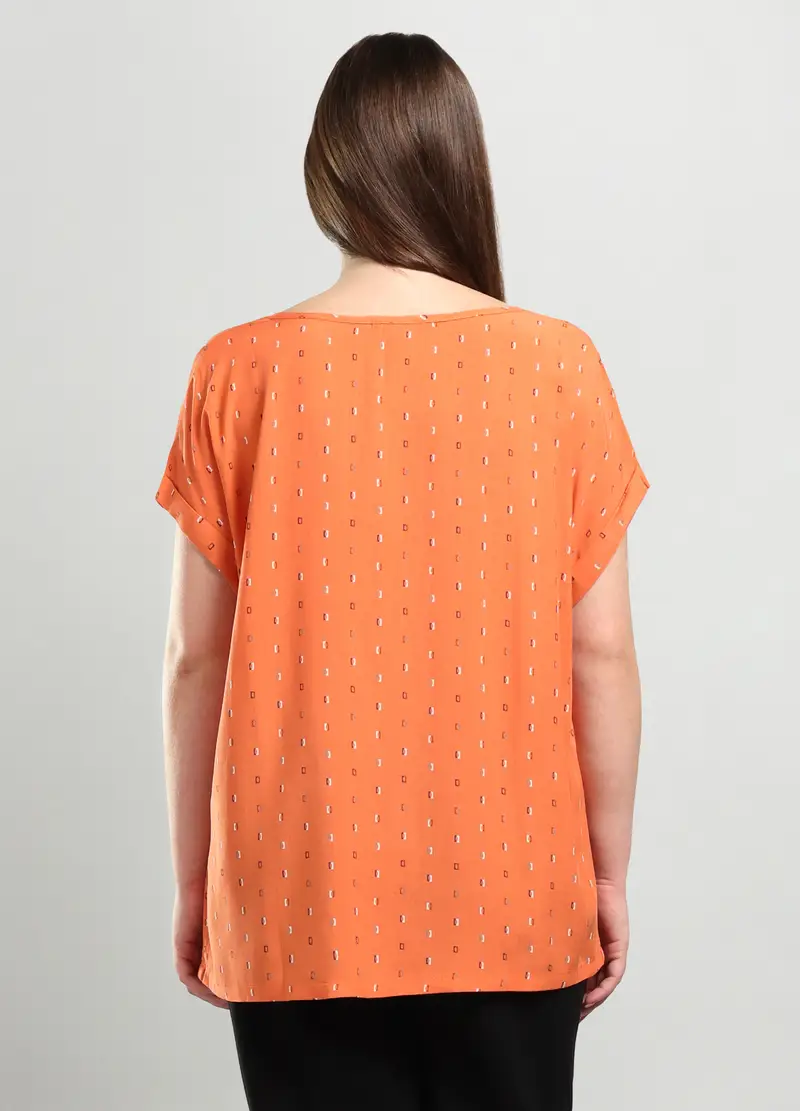 Blusa In Pura Viscosa Donna Curvy, Arancione miniatura 2