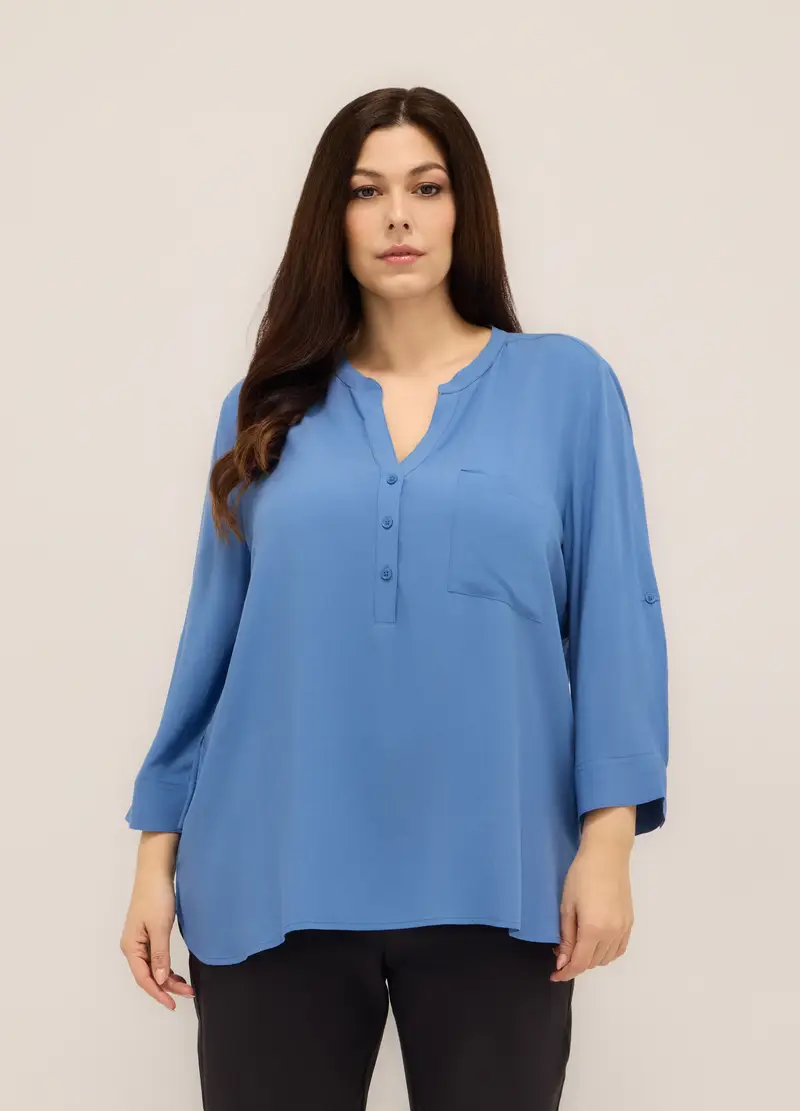Upim, Blusa In Pura Viscosa Donna Curvy, Azzurro chiaro, Taglia: 41