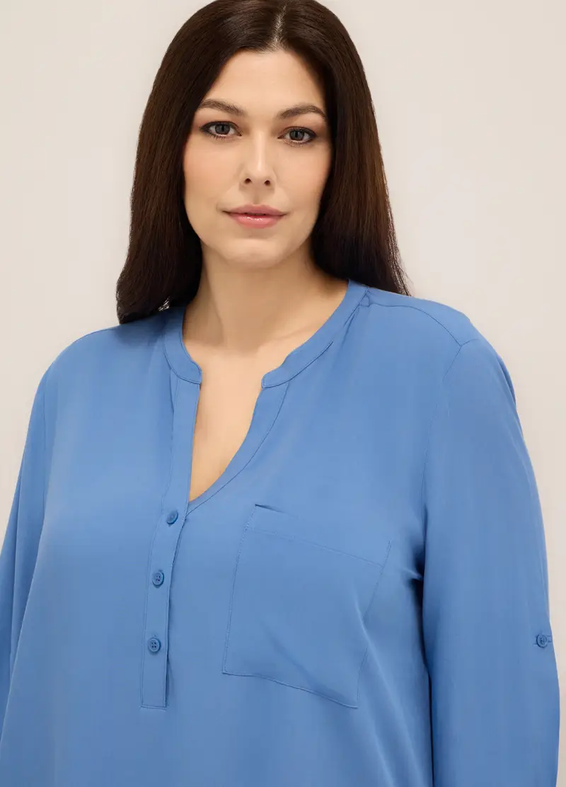 Upim, Blusa In Pura Viscosa Donna Curvy, Azzurro chiaro, Taglia: 41 miniatura 2