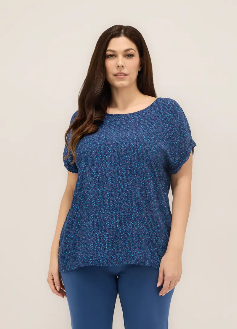 Upim, Blusa In Pura Viscosa Donna Curvy, Blu Bluette, Taglia: S