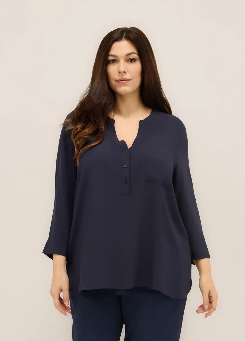 Upim, Blusa In Pura Viscosa Donna Curvy, Blu scuro, Taglia: 41