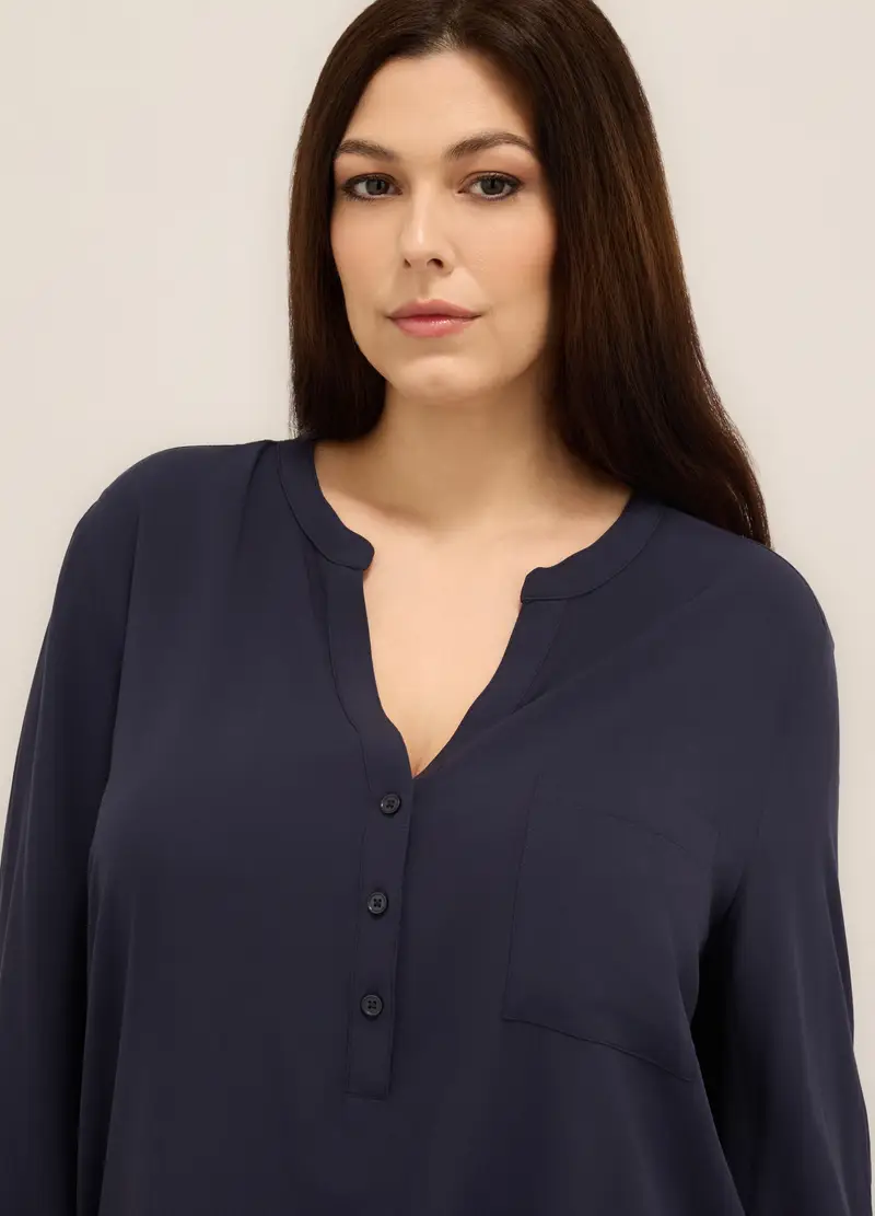Upim, Blusa In Pura Viscosa Donna Curvy, Blu scuro, Taglia: 41 miniatura 2