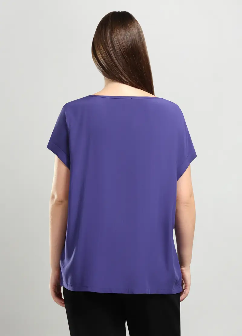 Blusa In Pura Viscosa Donna Curvy, Viola lavanda miniatura 2