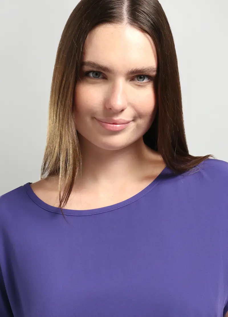 Blusa In Pura Viscosa Donna Curvy, Viola lavanda miniatura 3