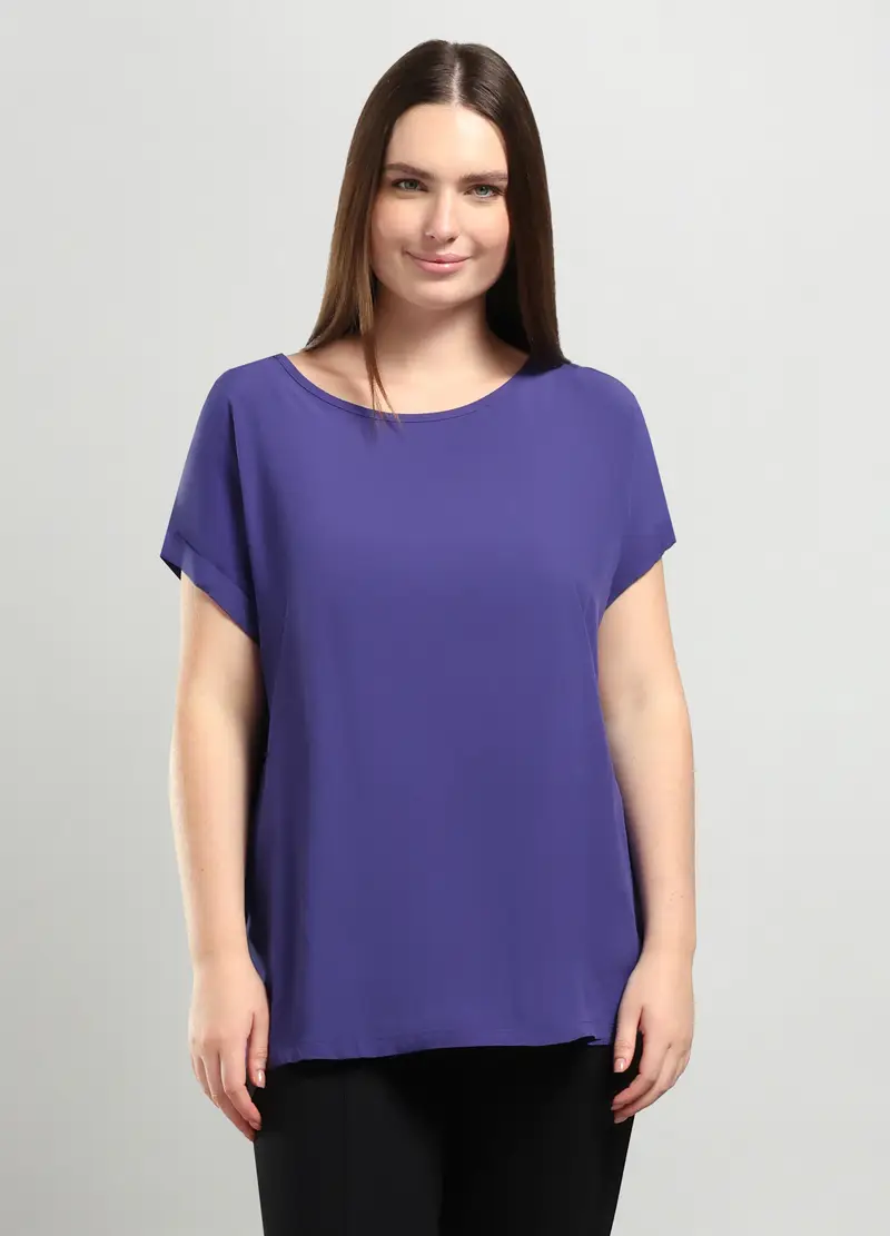 Blusa In Pura Viscosa Donna Curvy, Viola lavanda