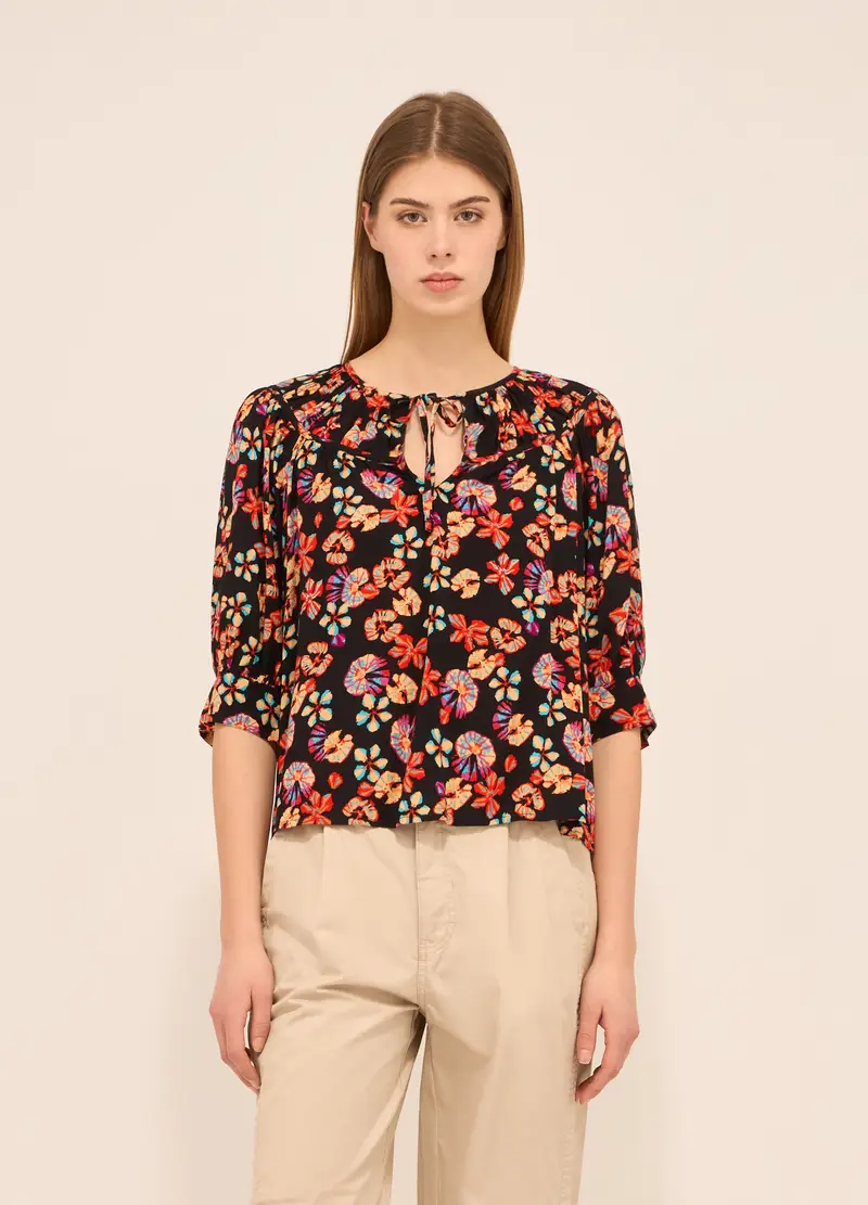 Upim, Blusa In Pura Viscosa Donna, Nero stampa 1, Taglia: M