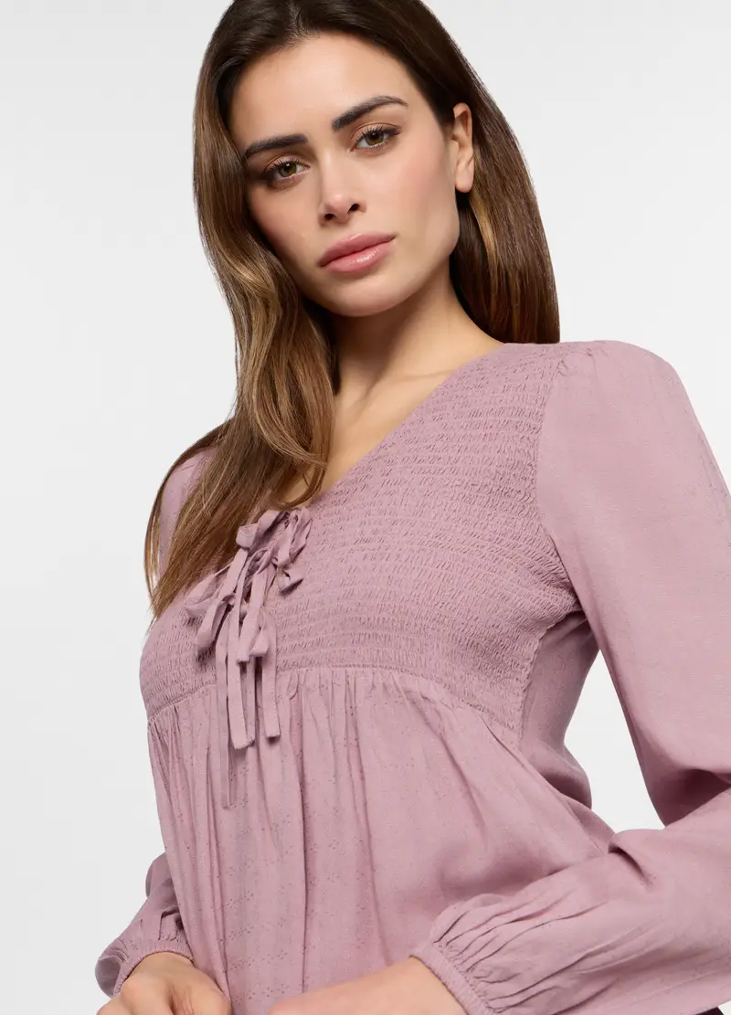 Blusa In Pura Viscosa Donna, Rosa pastello miniatura 3