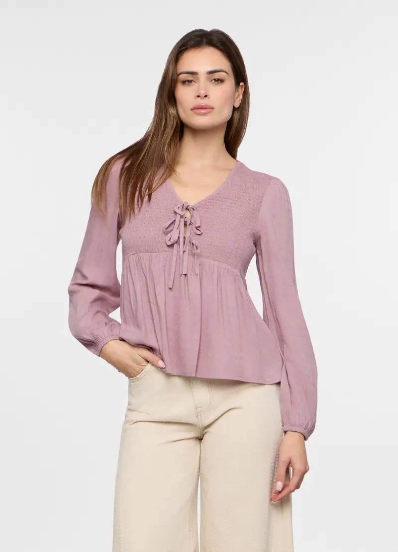 Blusa In Pura Viscosa Donna, Rosa pastello