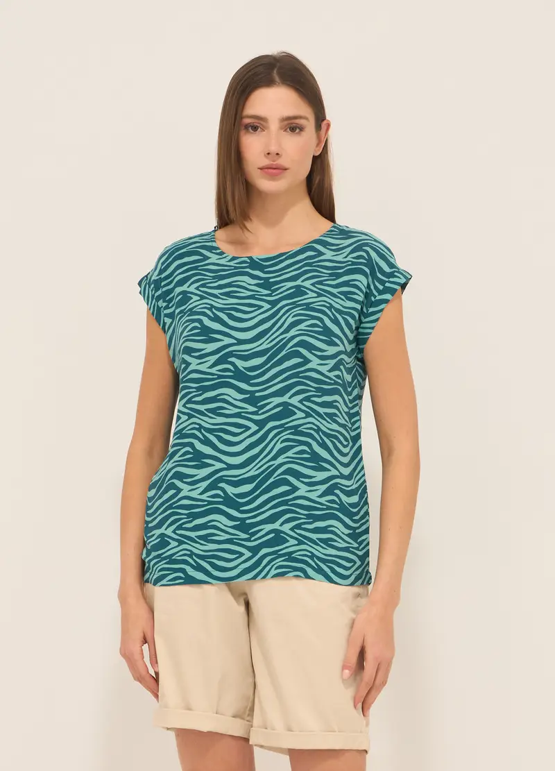 Blusa In Pura Viscosa Donna, Verde ottanio