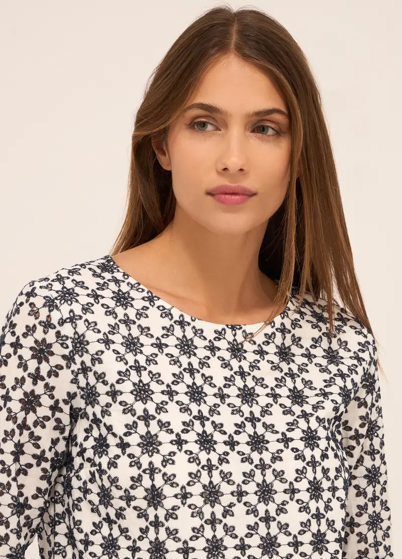 Upim, Blusa In Puro Cotone Donna, Bianco/Blu, Taglia: S miniatura 2