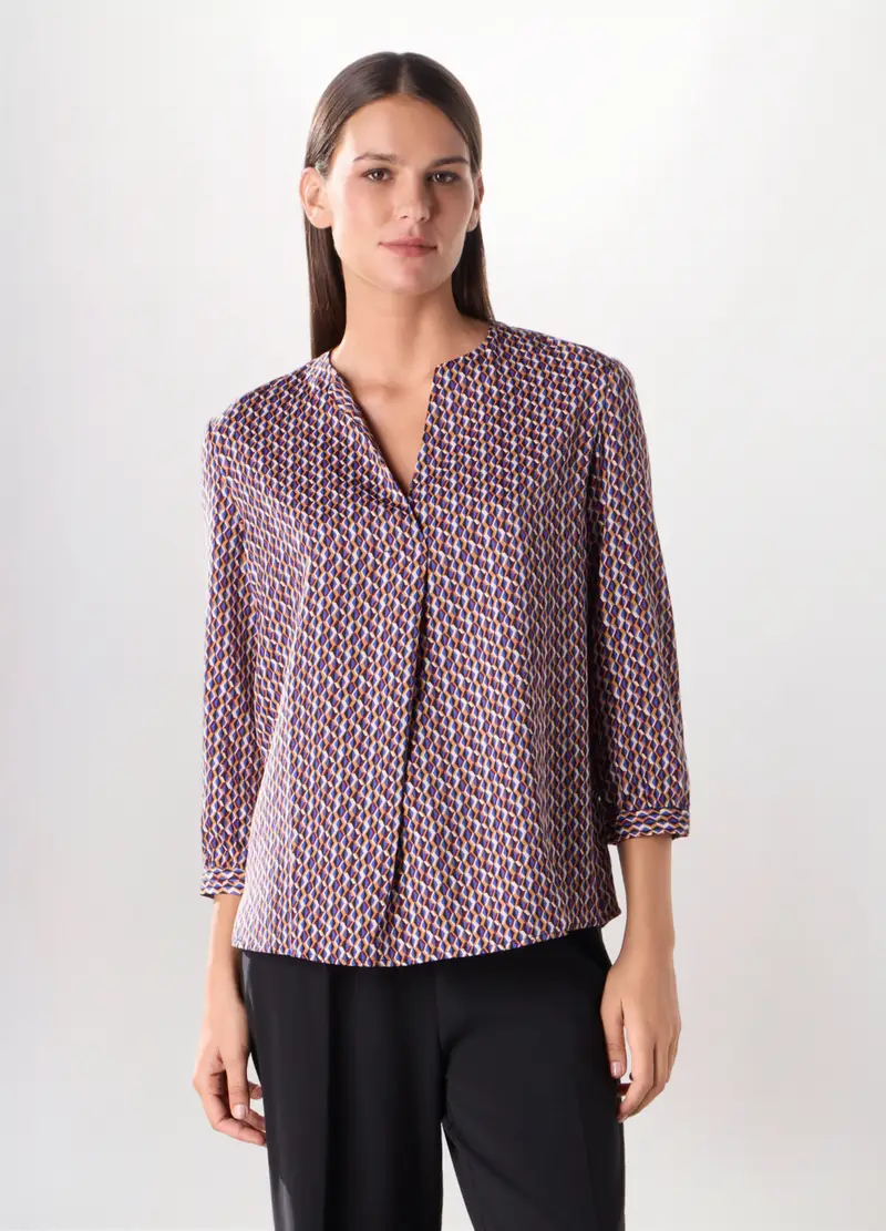 Blusa In Raso Donna, Blu/rosso