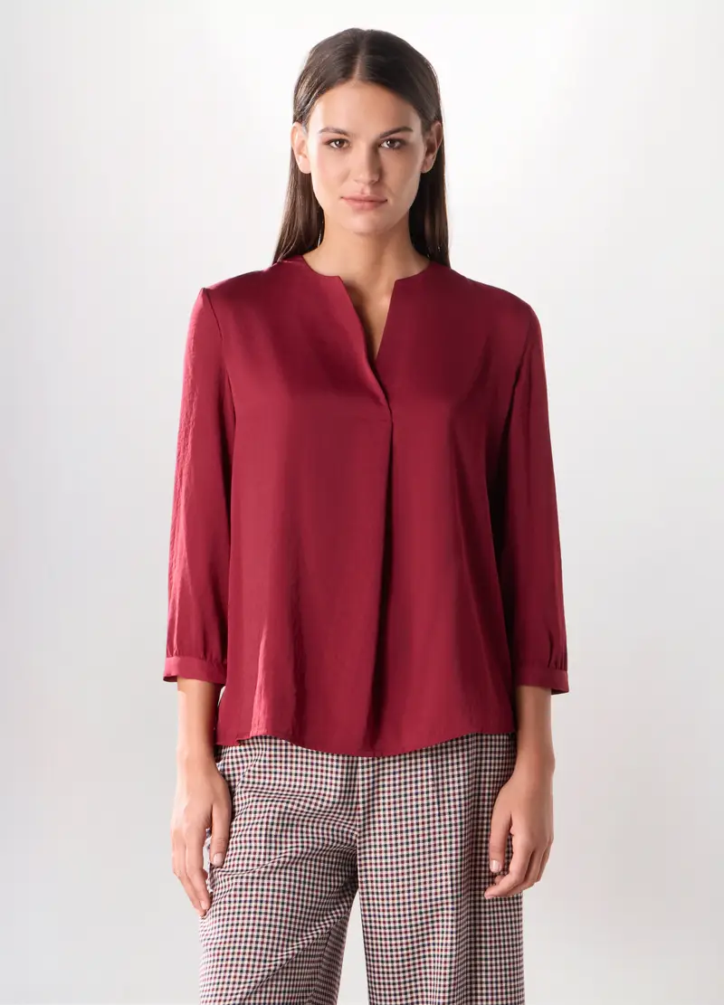 Blusa In Raso Donna, Rosso scuro
