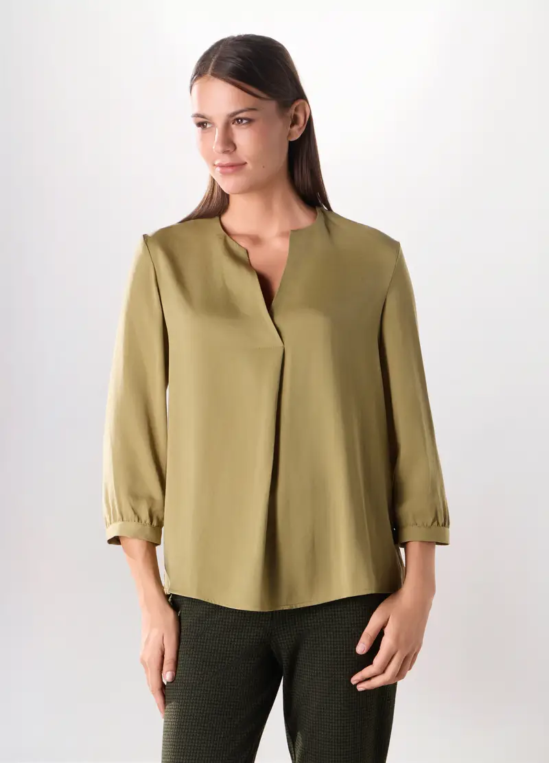 Blusa In Raso Donna, Verde chiaro