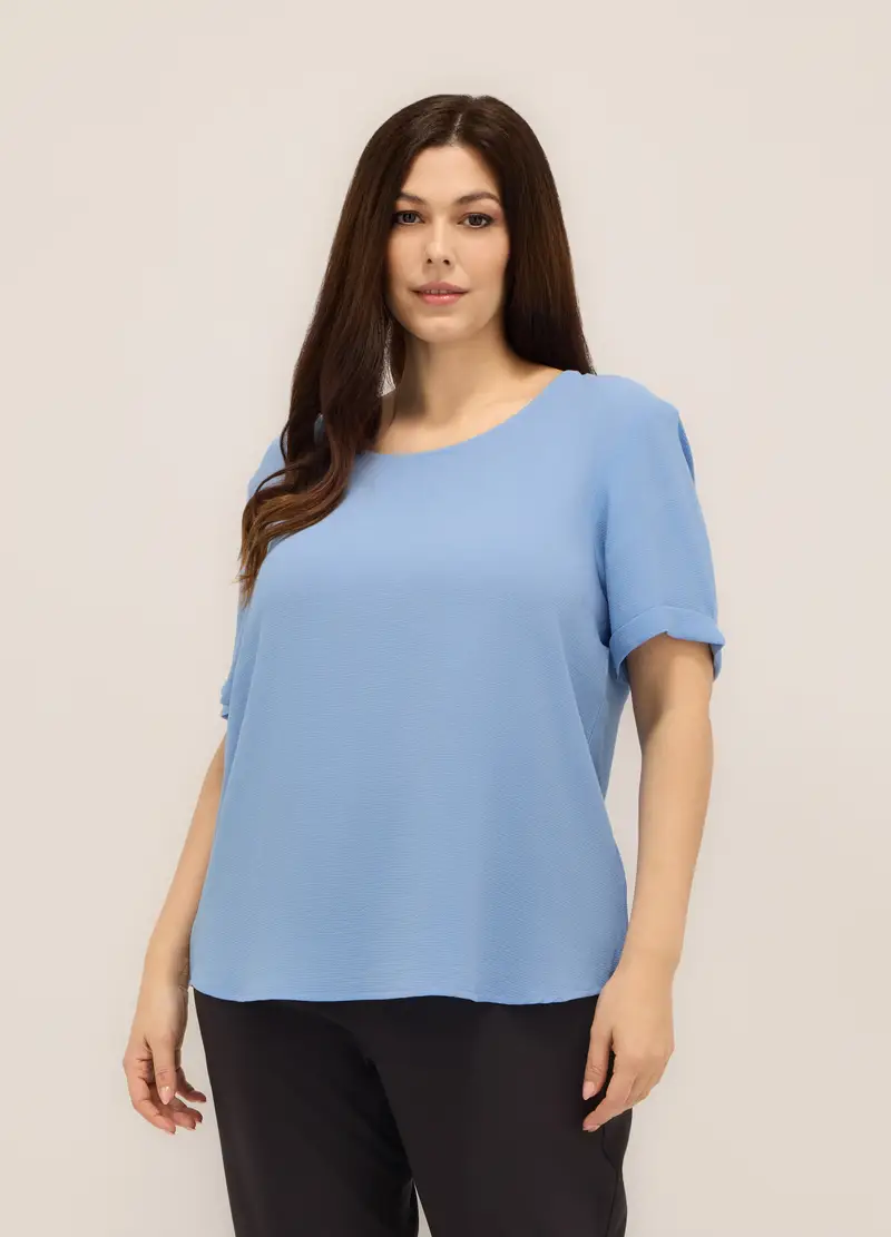 Upim, Blusa In Tinta Unita Donna Curvy, Azzurro cielo, Taglia: S