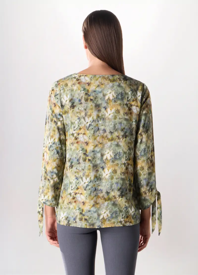 Blusa In Viscosa Donna, Verde oliva miniatura 2