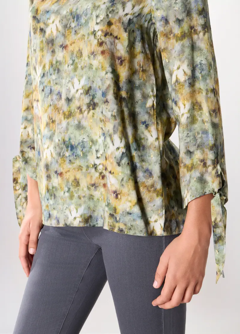 Blusa In Viscosa Donna, Verde oliva miniatura 3