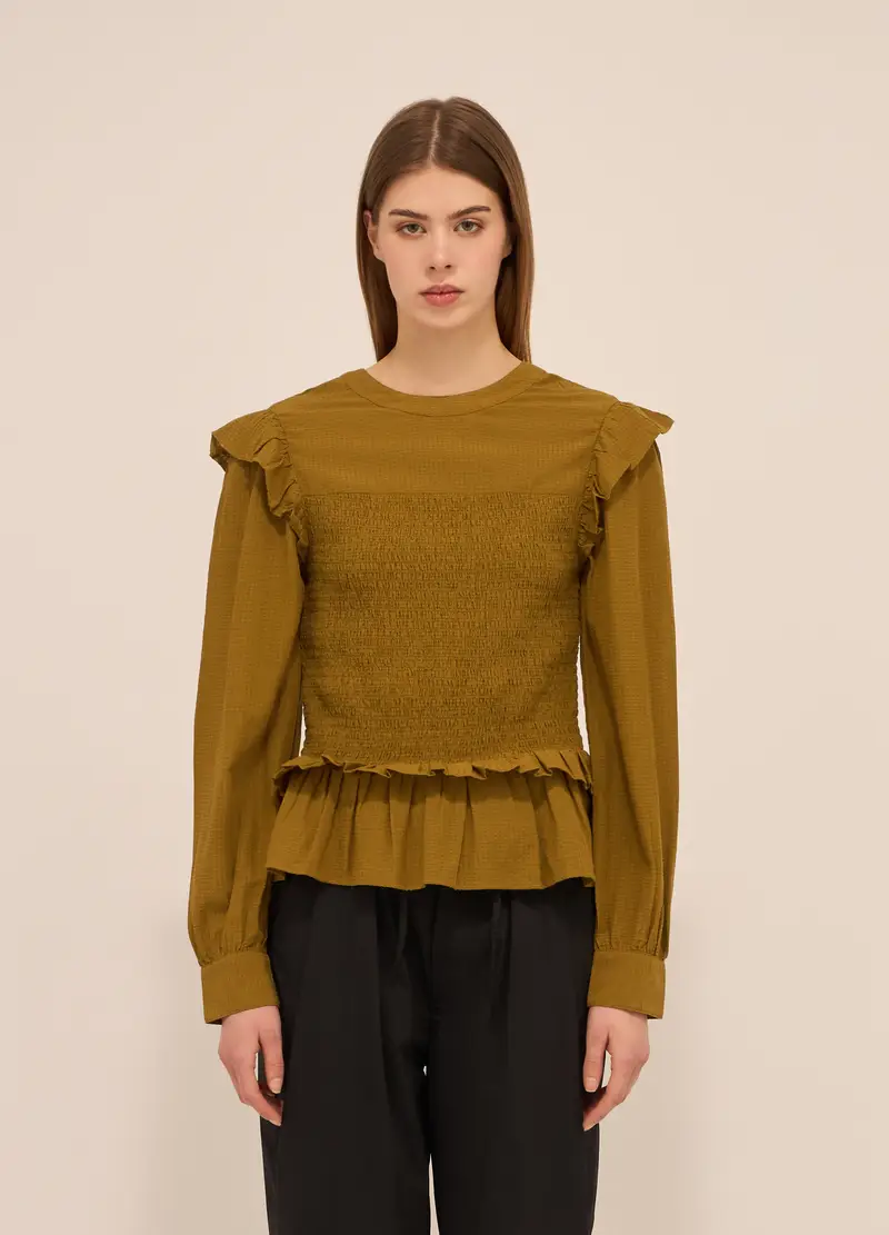 Upim, Blusa Misto Cotone Donna, Verde oliva, Taglia: XS