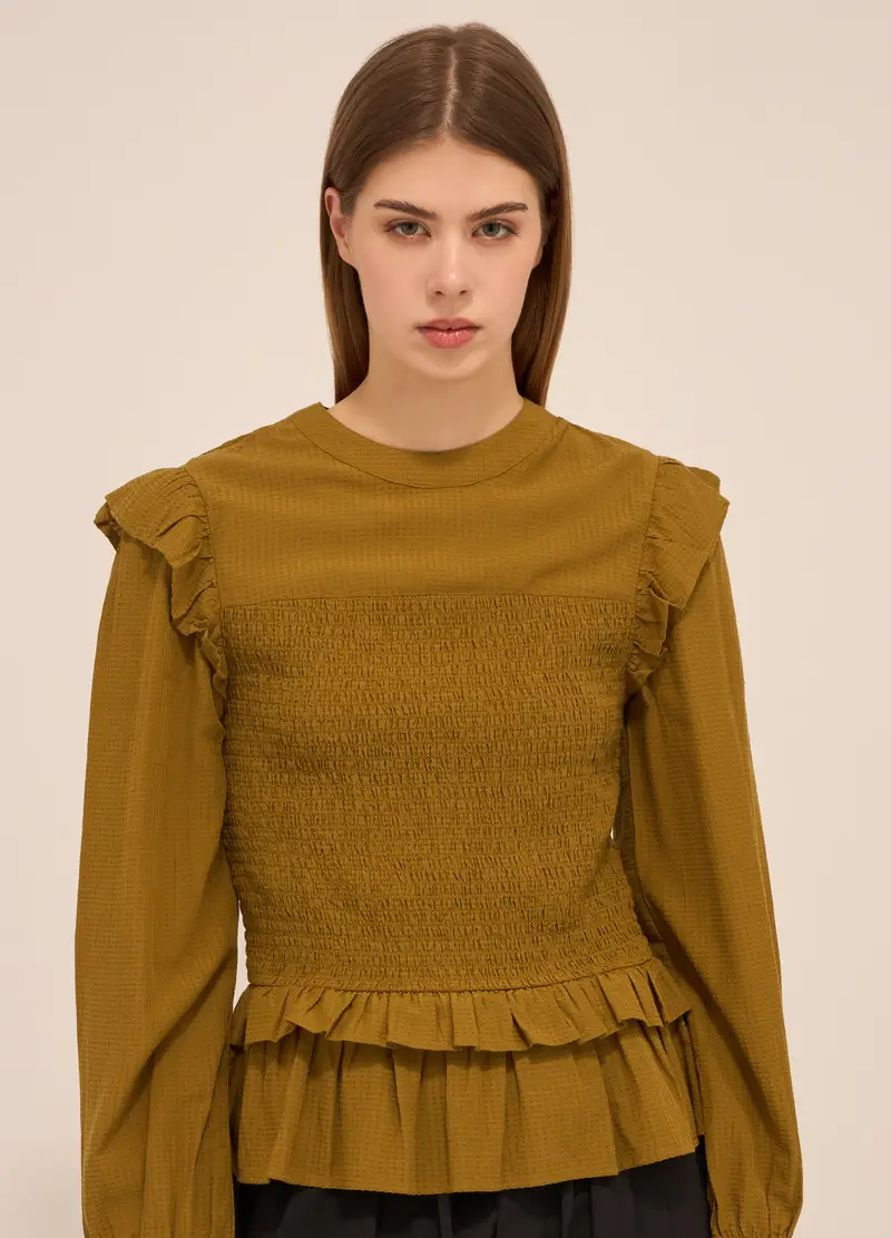 Upim, Blusa Misto Cotone Donna, Verde oliva, Taglia: XS miniatura 2