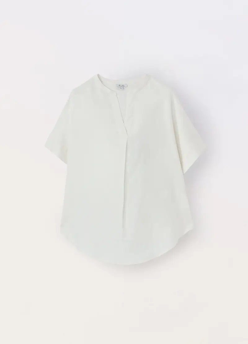 Upim, Blusa Misto Lino Donna Curvy, Bianco gesso, Taglia: L