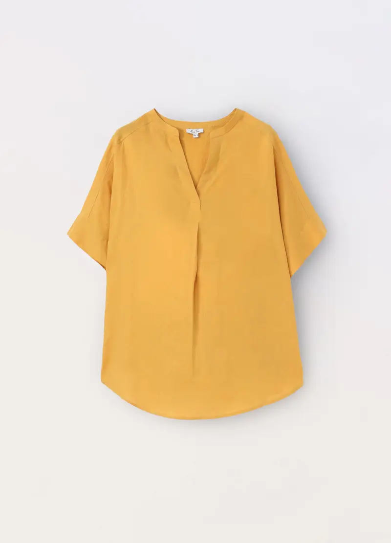 Upim, Blusa Misto Lino Donna Curvy, Giallo ocra, Taglia: XXL