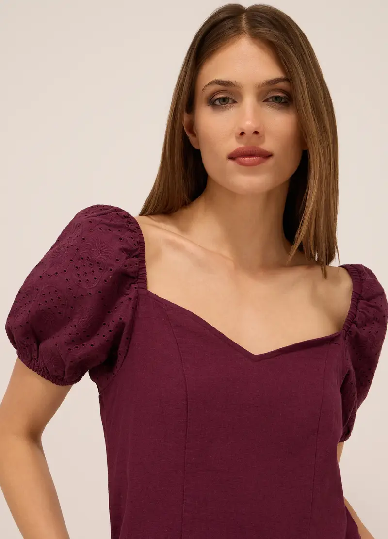 Upim, Blusa Misto Lino Donna, Rosso bordeaux, Taglia: XS miniatura 2