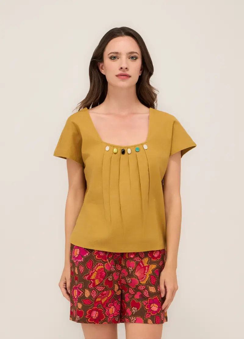 Upim, Blusa Misto Lino Donna, Verde pistacchio, Taglia: XS