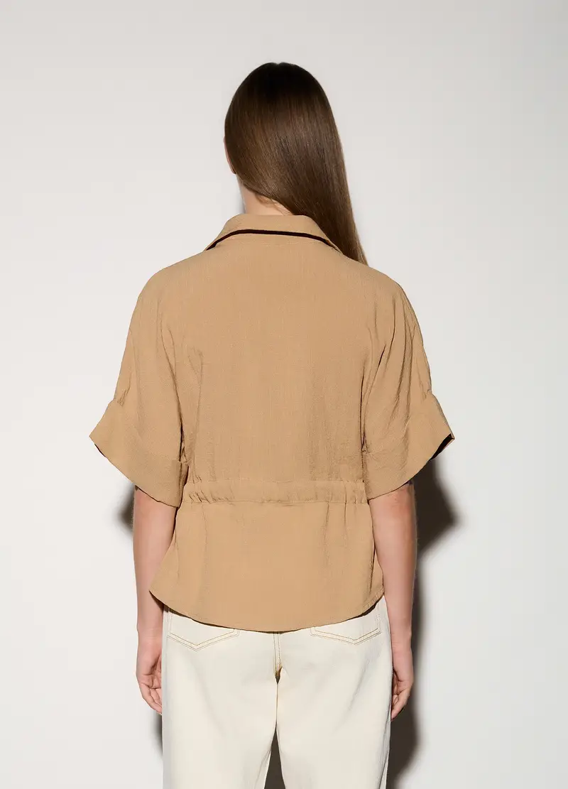 Blusa Misto Viscosa Donna, Unisex, Beige chiaro miniatura 3