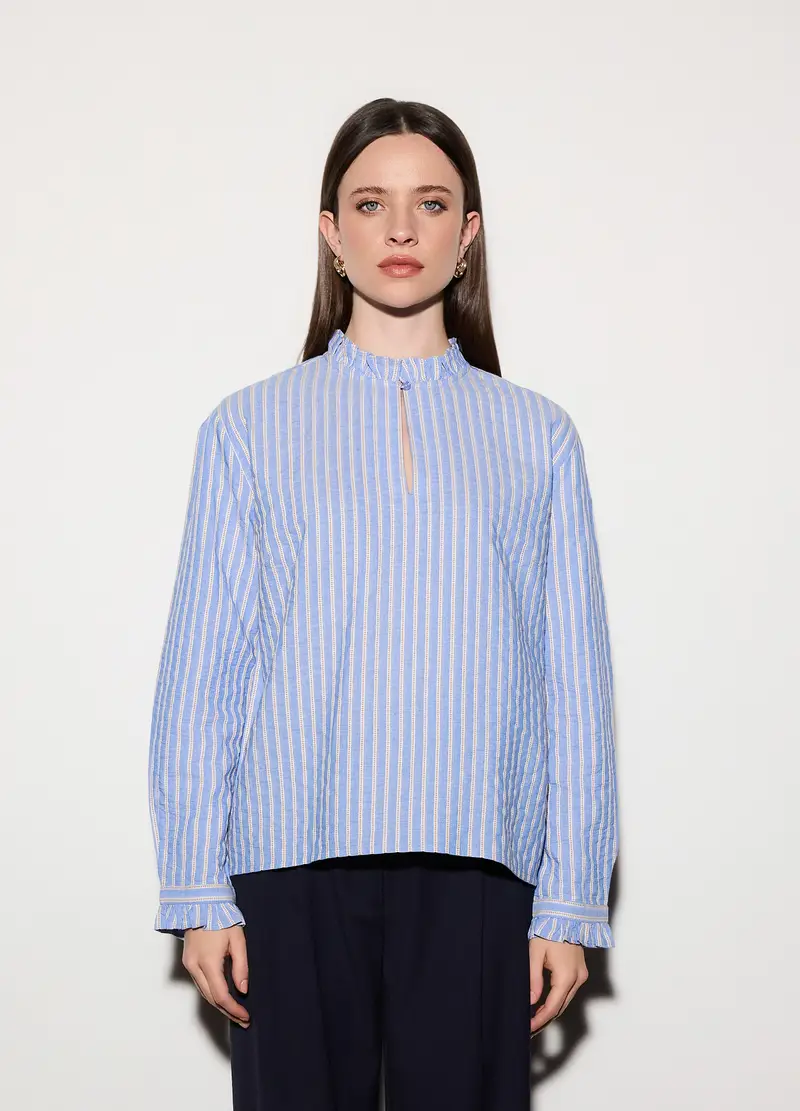 Blusa Regular Fit Con Scollo A Goccia Donna, Unisex, Azzurro cielo miniatura 2