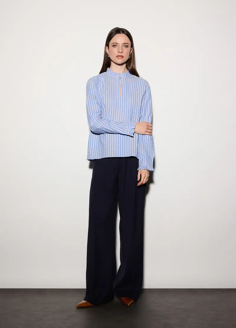 Blusa Regular Fit Con Scollo A Goccia Donna, Unisex, Azzurro cielo