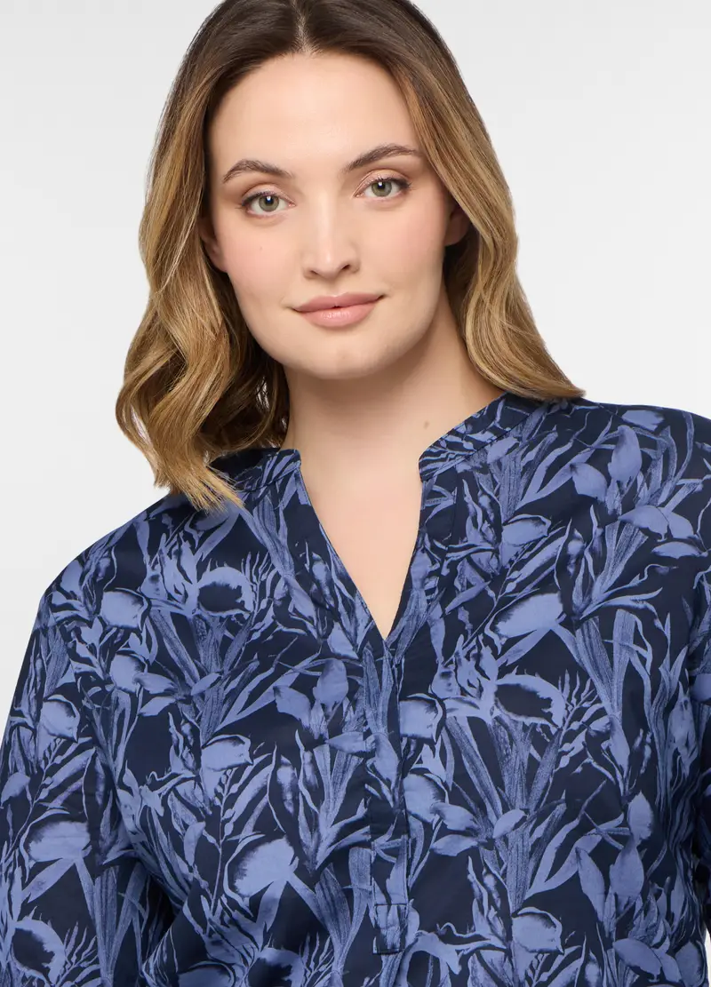 Blusa Regular Fit Con Scollo A V Donna Curvy, Blu chiaro miniatura 3