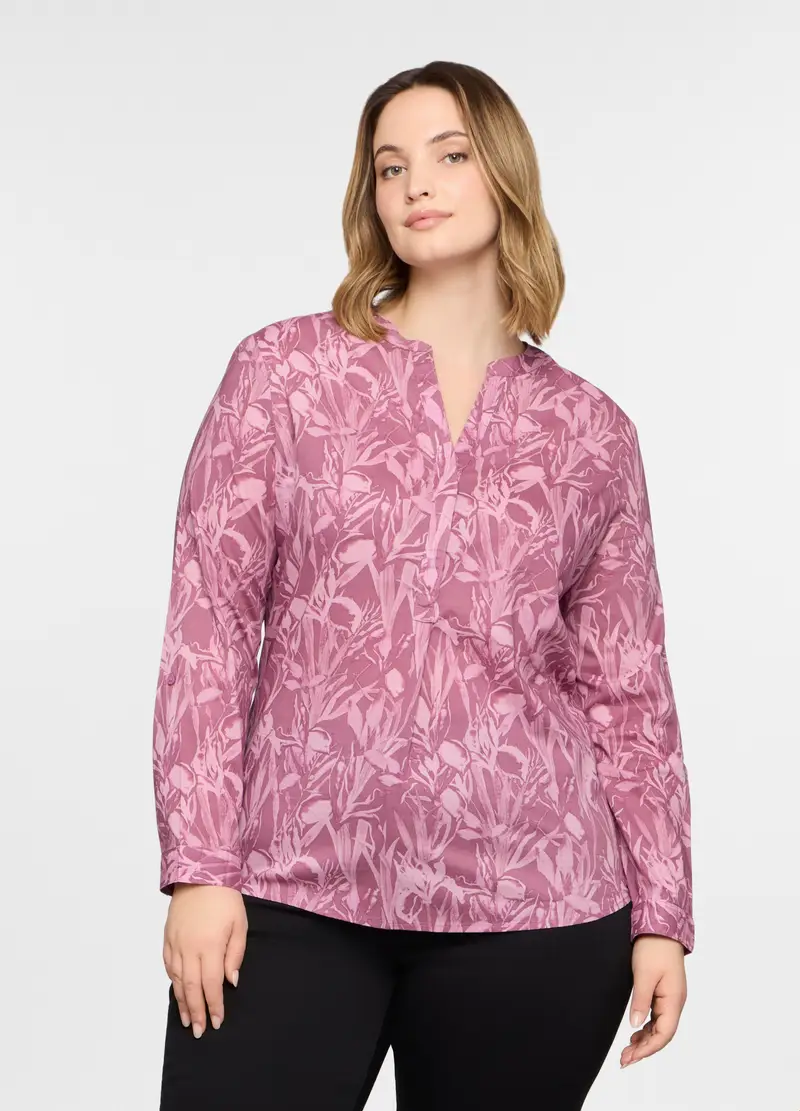Blusa Regular Fit Con Scollo A V Donna Curvy, Rosa chiaro