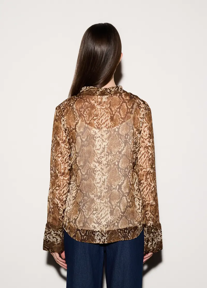 Blusa Regular Fit Con Scollo A V Donna, Unisex, Marrone chiaro miniatura 3