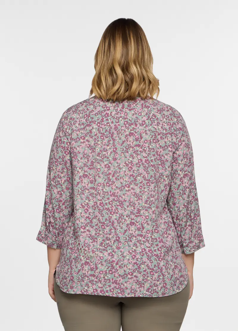 Blusa Regular Fit Con Scollo A V In Pura Viscosa Donna Curvy, Rosa chiaro miniatura 2