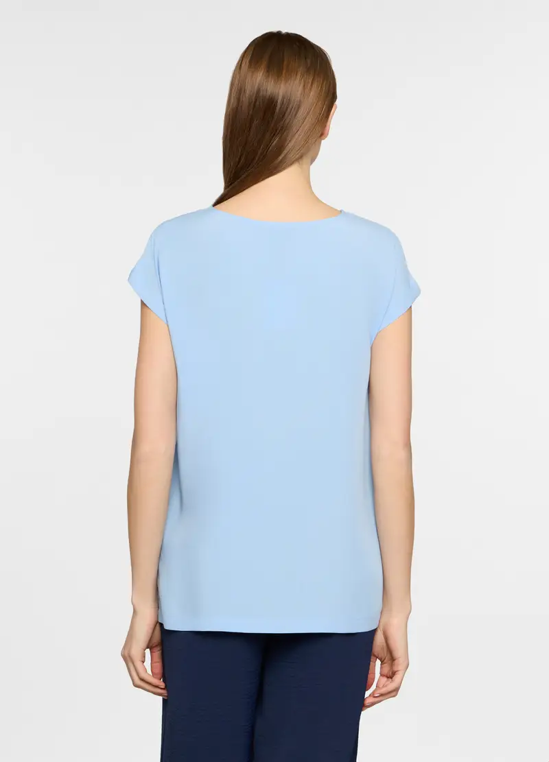 Blusa Regular Fit Con Scollo Rotondo Donna, Azzurro cielo miniatura 2