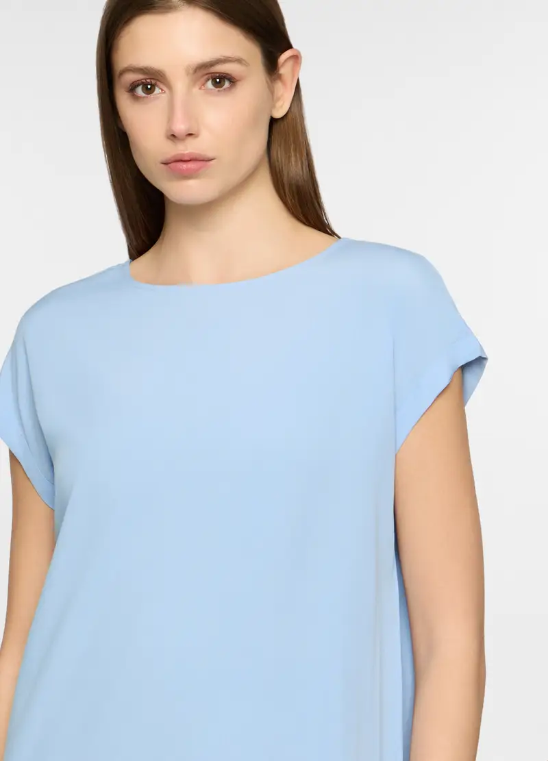 Blusa Regular Fit Con Scollo Rotondo Donna, Azzurro cielo miniatura 3