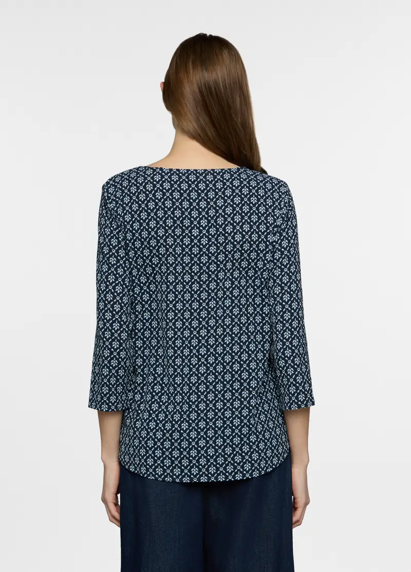 Blusa Regular Fit Con Scollo Rotondo Donna, Blu navy miniatura 2
