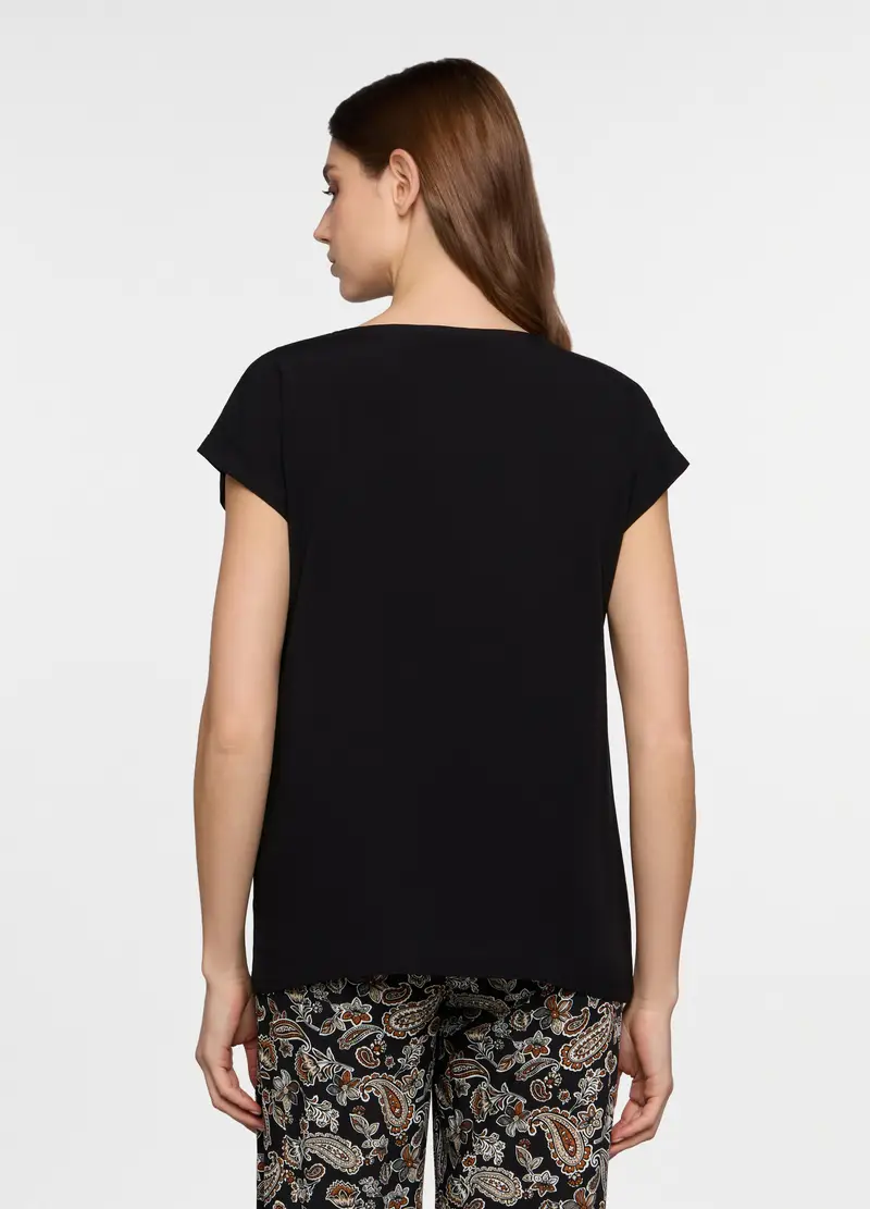Blusa Regular Fit Con Scollo Rotondo Donna, Nero miniatura 2