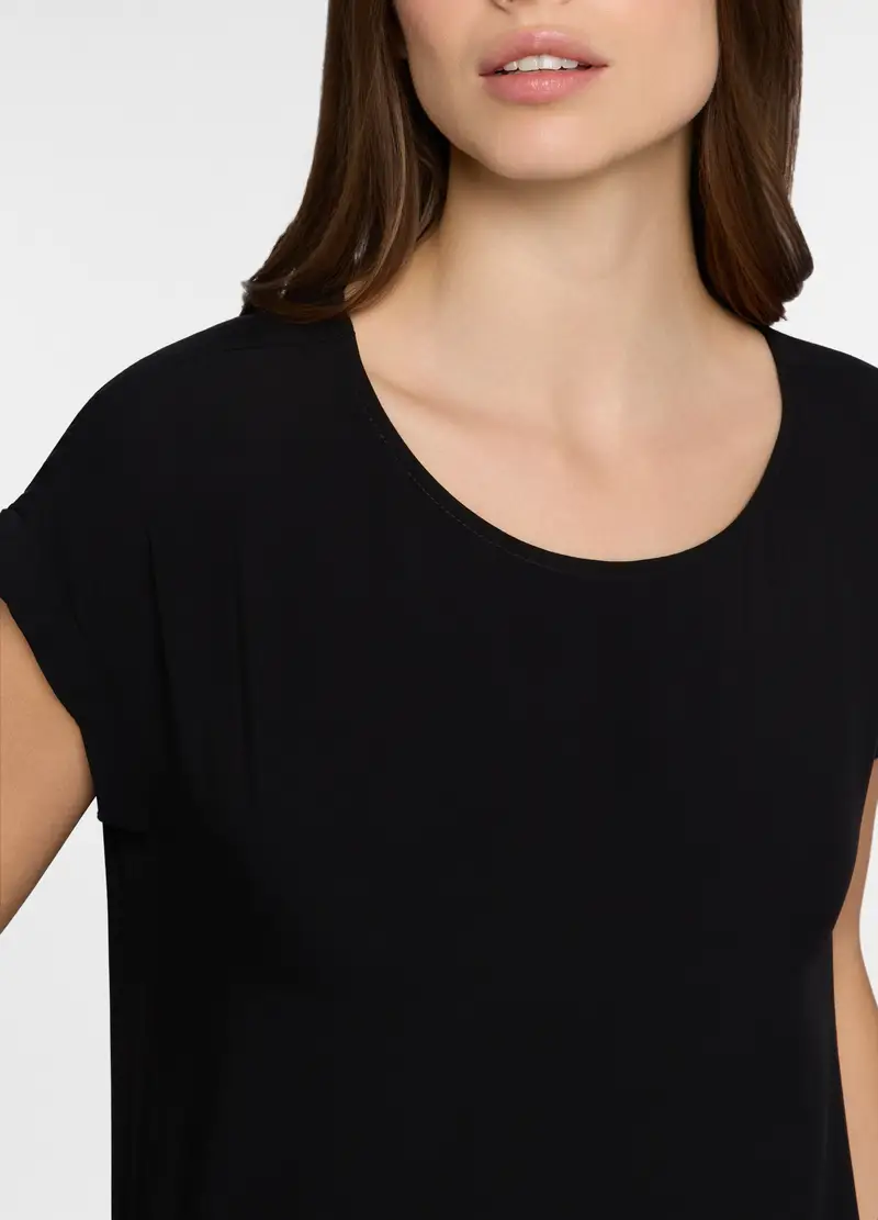 Blusa Regular Fit Con Scollo Rotondo Donna, Nero miniatura 3