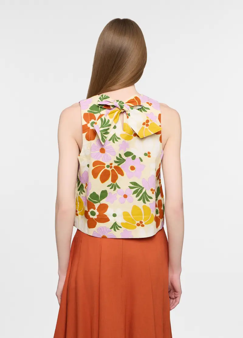 Blusa Regular Fit Con Scollo Rotondo Misto Lino Donna, Beige chiaro miniatura 2