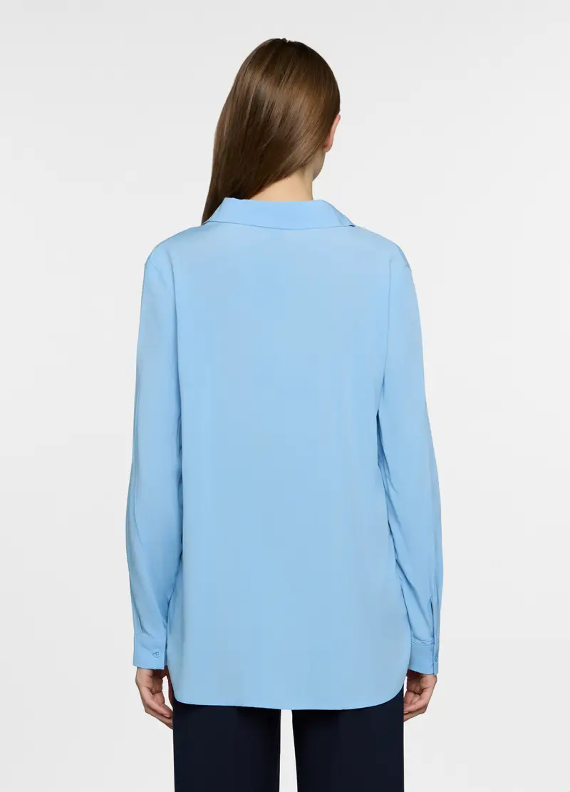 Blusa Regular Fit In Pura Viscosa Con Scollo A V Donna, Azzurro cielo miniatura 2