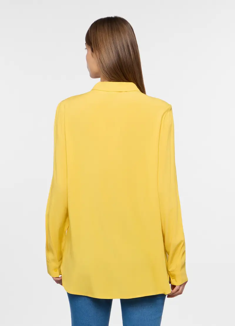 Blusa Regular Fit In Pura Viscosa Con Scollo A V Donna, Giallo banana miniatura 2
