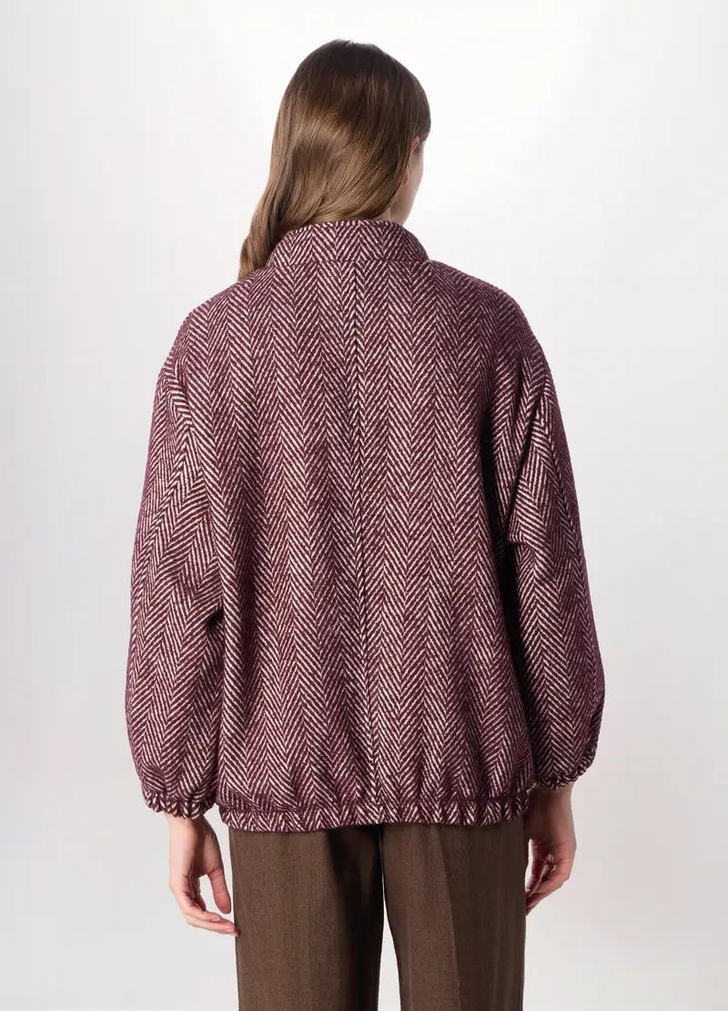Bomber Bouclé Misto Lana Donna, Rosso bordeaux miniatura 2