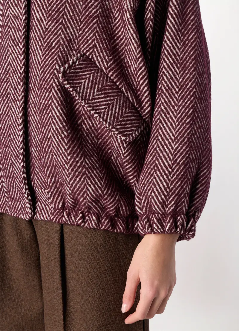 Bomber Bouclé Misto Lana Donna, Rosso bordeaux miniatura 3